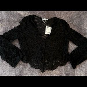 Zara Long Sleeve Lace Crop Top